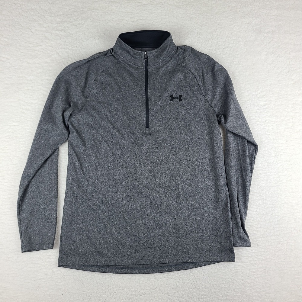 Under Armour Sweater Mens Medium Dark Gray Loose Heatgear Performance Tech Golf
